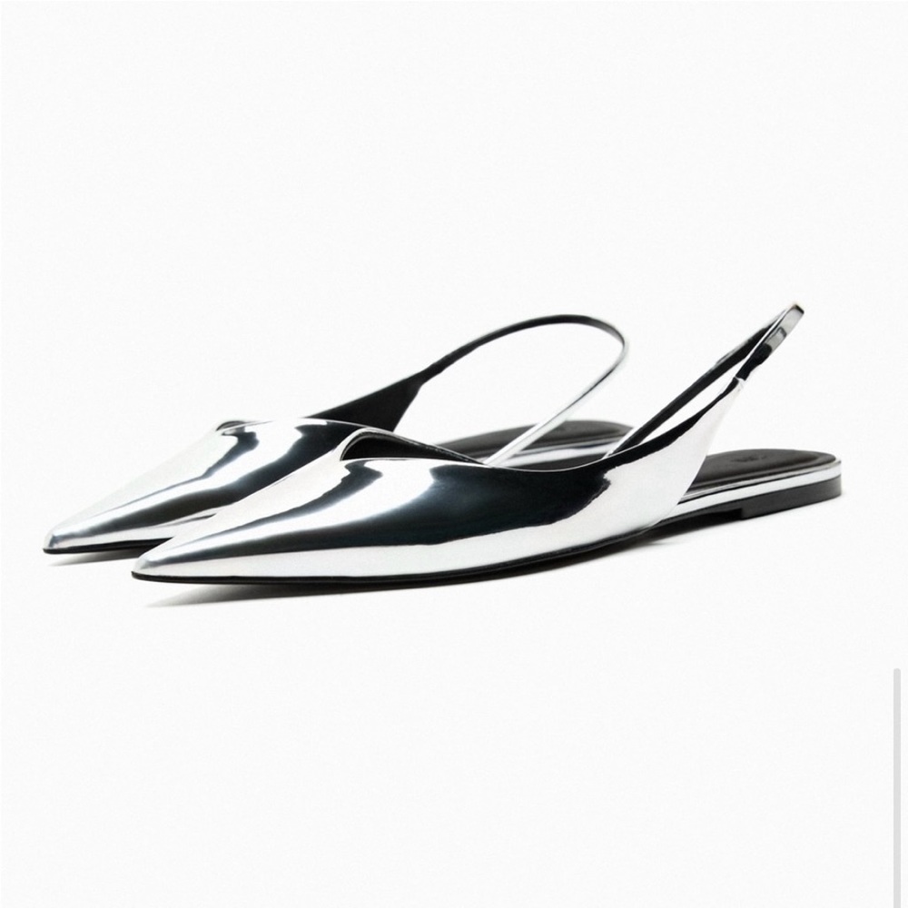 Zara silver flats